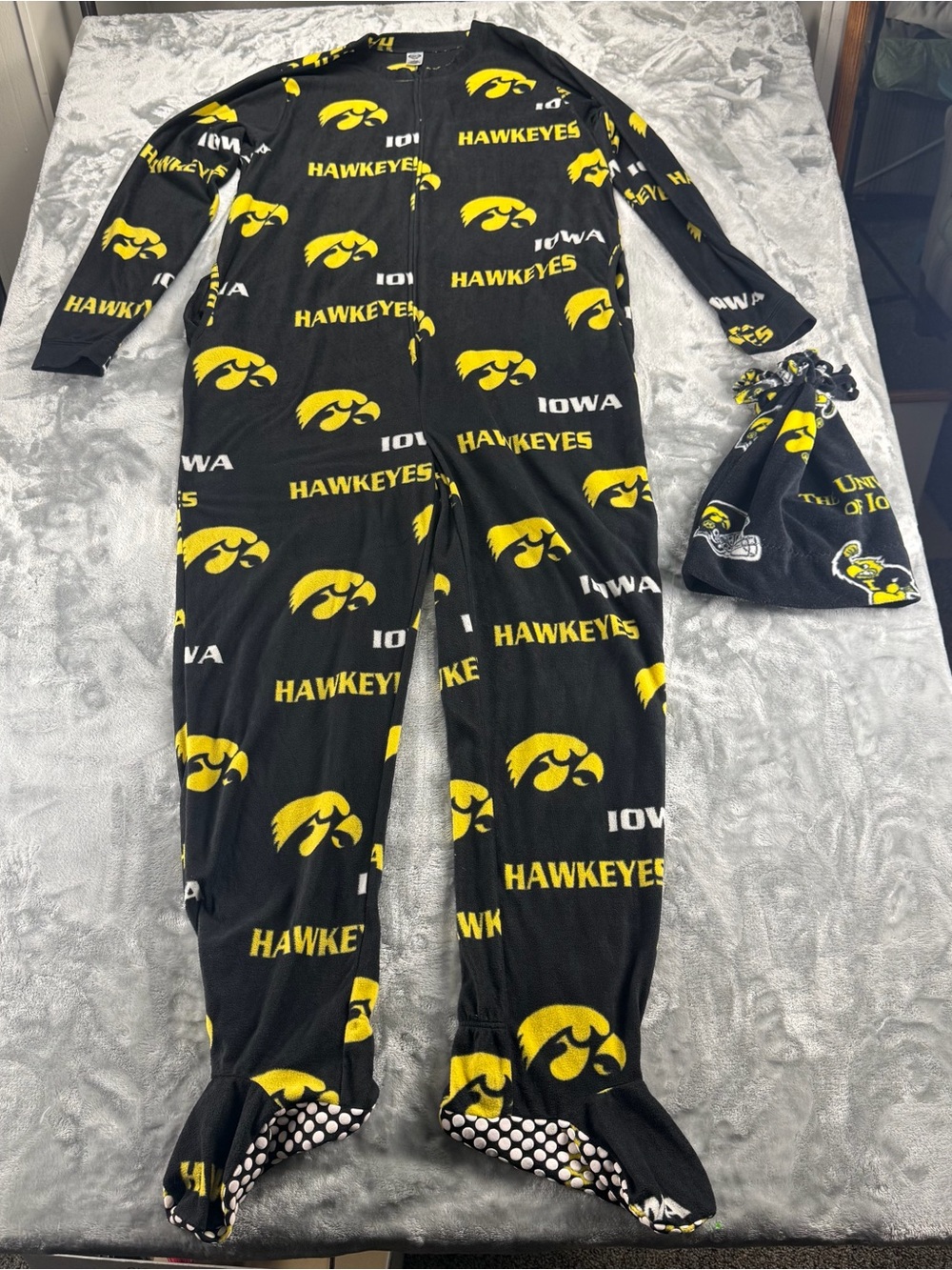 Iowa Hawkeyes Black & Yellow Fleece Footed Onesie
